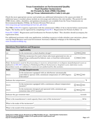 Form TCEQ-20272 Dual Chamber Incinerators Air Permits by Rule 106.491 Checklist - Texas