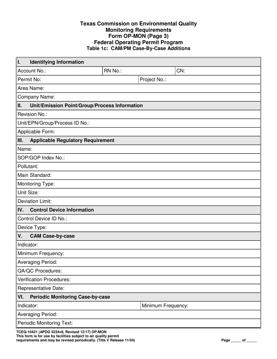 Form OP-MON (TCEQ-10421) Monitoring Requirements - Texas, Page 24
