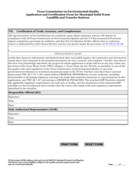 Form TCEQ-20296 Standard Permit Certification Municipal Solid Waste Landfills and Transfer Stations Application - Texas, Page 10