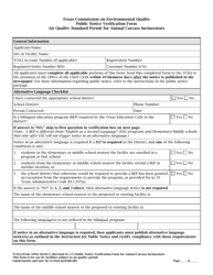 Document preview: Form TCEQ-20546 Alternative Language Public Notice Verification Form - Air Quality Standard Permit for Animal Carcass Incinerators - Texas