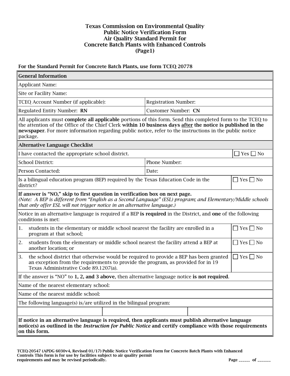 Form TCEQ-20547 - Fill Out, Sign Online and Download Fillable PDF ...