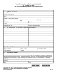 Form TCEQ-20569 Air Permit/Registration Void Request Worksheet - Texas, Page 2