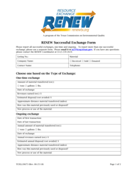 Form TCEQ-20673 Renew Successful Exchange Form - Texas