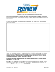Form TCEQ-20673 Renew Successful Exchange Form - Texas, Page 2