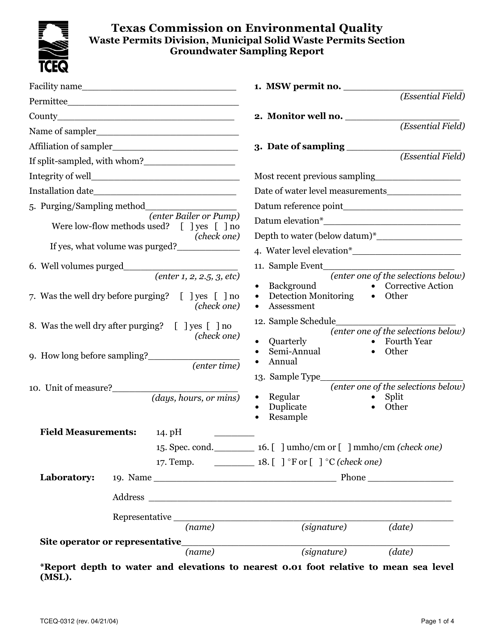 Form TCEQ-00312  Printable Pdf