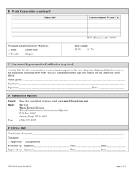 Form TCEQ-00152 Request for Authorization for Disposal of a Special Waste - Texas, Page 2