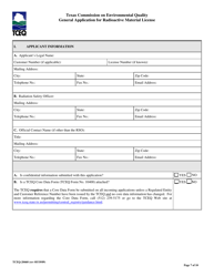 Form TCEQ-20460 General Application for Radioactive Material License - Texas, Page 7