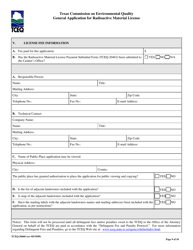Form TCEQ-20460 General Application for Radioactive Material License - Texas, Page 9