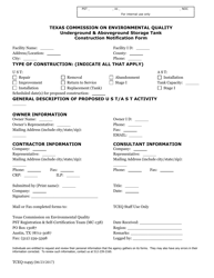 Document preview: Form TCEQ-00495 Underground and Aboveground Storage Tank Construction Notification Form - Texas
