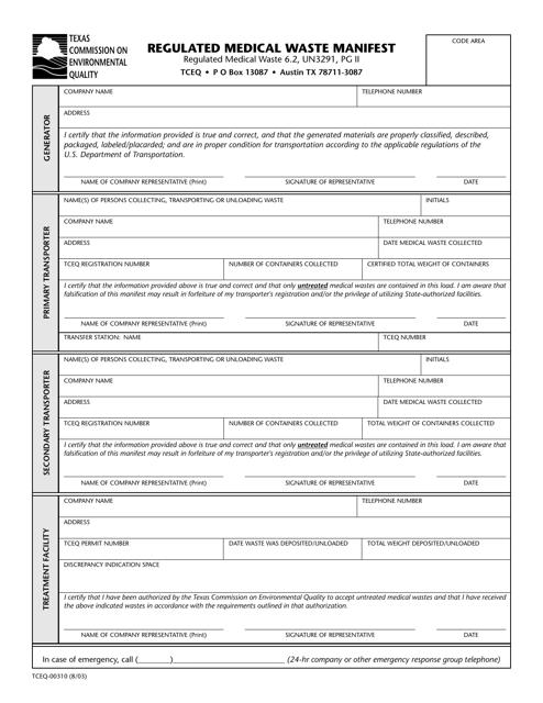 Form TCEQ-00310  Printable Pdf