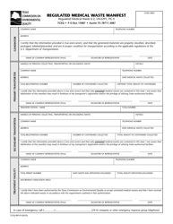 Form TCEQ-00310 Regulated Medical Waste Manifest - Texas