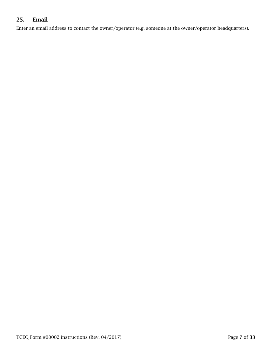 Instructions for Form TCEQ-00002 Notification for Hazardous or Industrial Waste Management Form - Texas, Page 7