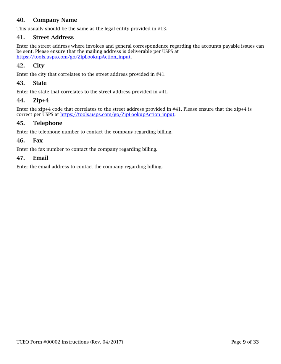 Instructions for Form TCEQ-00002 Notification for Hazardous or Industrial Waste Management Form - Texas, Page 9