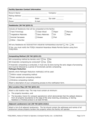 Compost Form 1 (TCEQ-00651) Notice of Intent to Operate a Compost Facility - Texas, Page 2