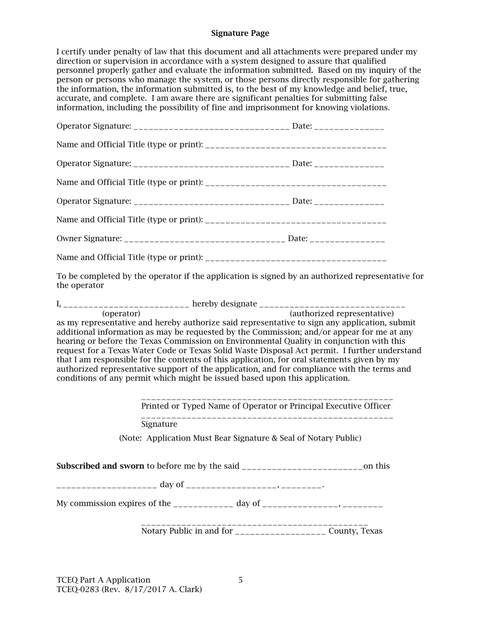 Form TCEQ-0283 Permit Application for a Hazardous Waste Storage, Processing, or Disposal Facility - Texas, Page 11