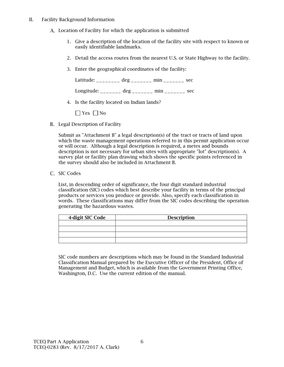 Form TCEQ-0283 Permit Application for a Hazardous Waste Storage, Processing, or Disposal Facility - Texas, Page 12