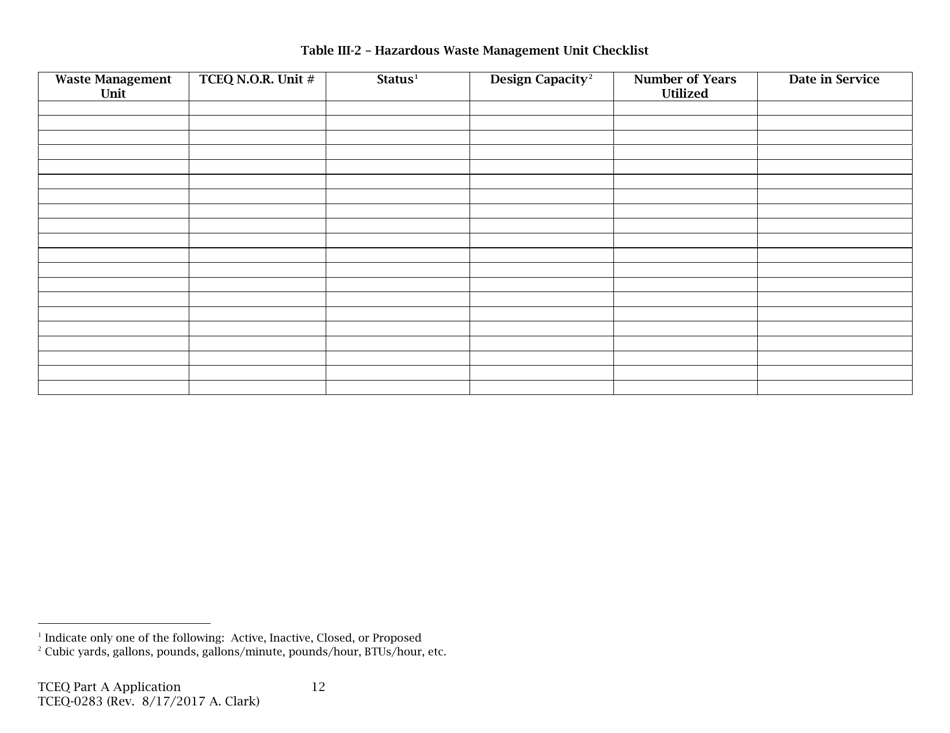 Form TCEQ-0283 Permit Application for a Hazardous Waste Storage, Processing, or Disposal Facility - Texas, Page 18