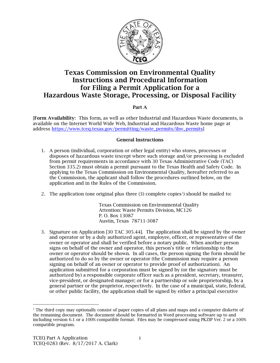 Form TCEQ0283 Fill Out, Sign Online and Download Printable PDF, Texas Templateroller