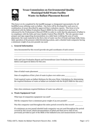 Form TCEQ-10073 Waste-As-Ballast Placement Record - Texas