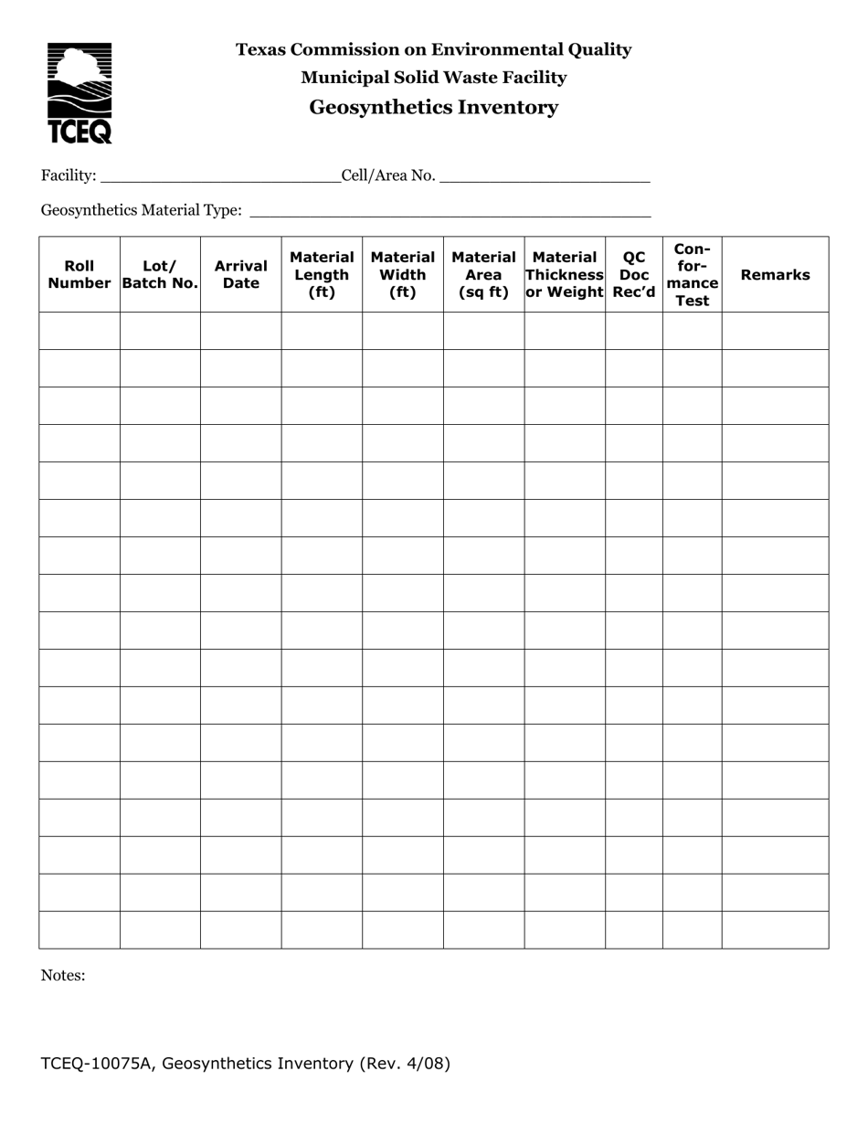 Form TCEQ-10075A - Fill Out, Sign Online and Download Printable PDF ...