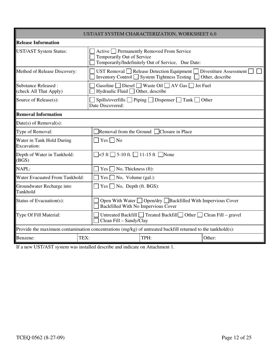 Form TCEQ-00562 Assessment Report Form (Pdf) in Guidance for Risk-Based Assessments at Leaking Petroleum Storage Tank Sites in Texas - Texas, Page 12
