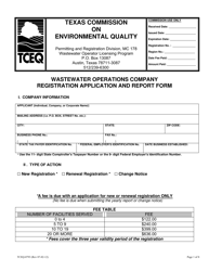 Document preview: Form TCEQ-00793 Wastewater Operations Company Registration Application and Report Form - Texas