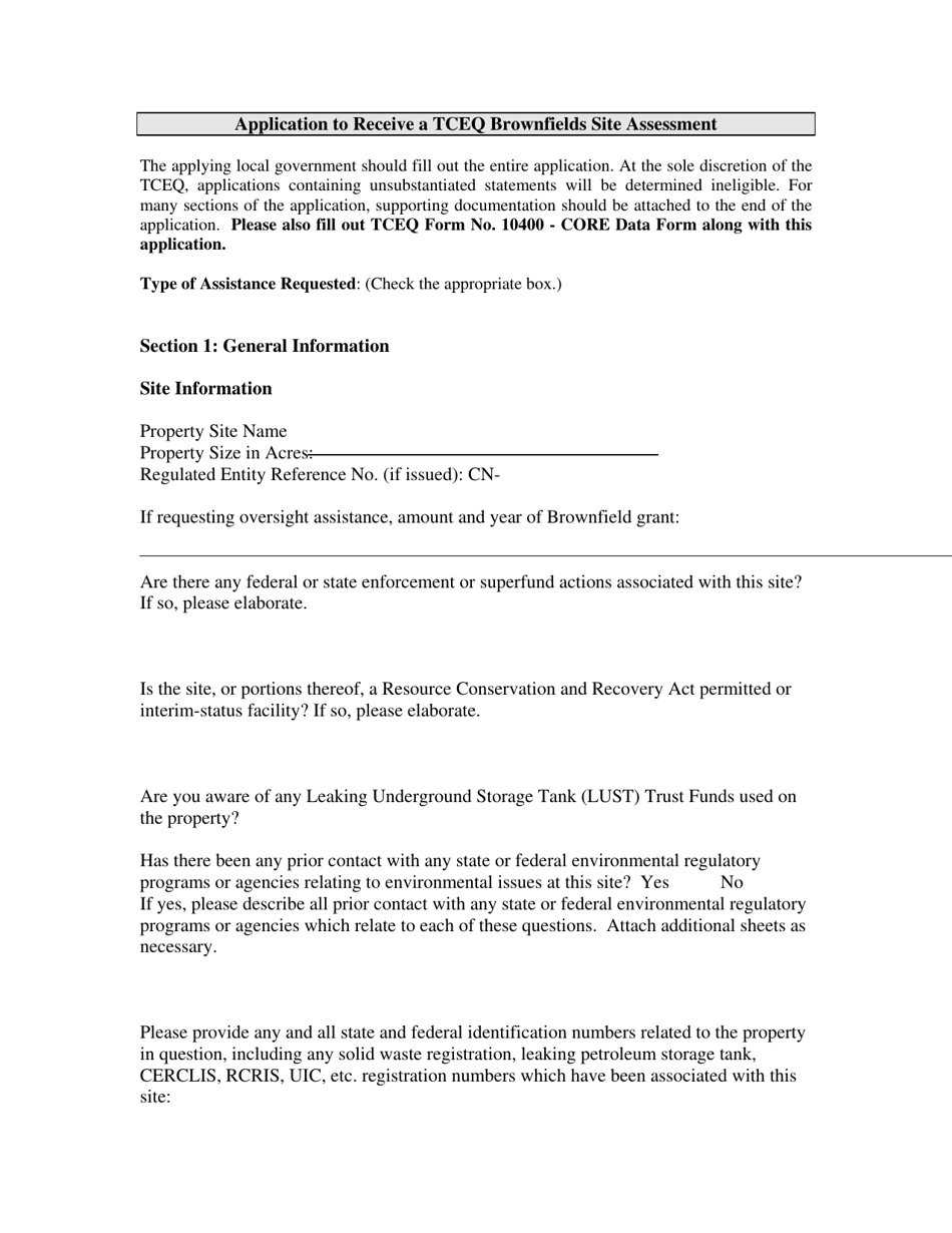 Form TCEQ-10076 Application for State-Provided Brownfields Site Assessment - Texas, Page 4