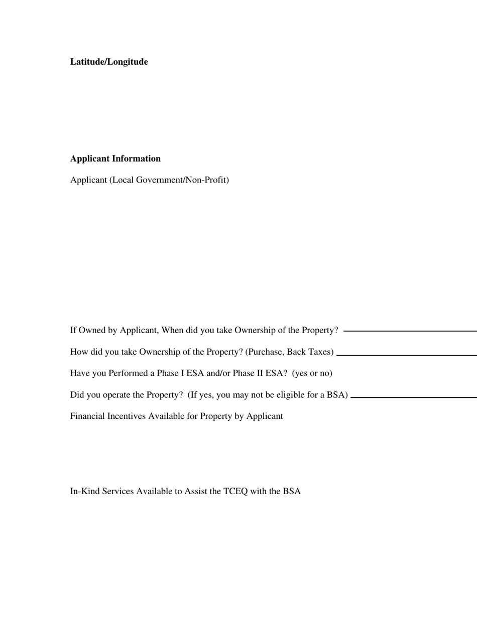 Form TCEQ-10076 Application for State-Provided Brownfields Site Assessment - Texas, Page 5