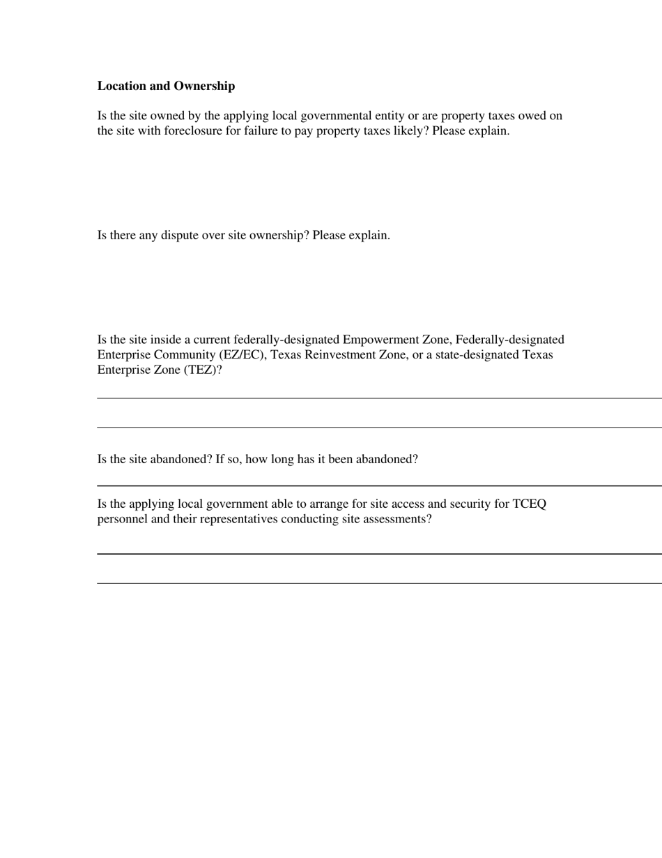 Form TCEQ-10076 Application for State-Provided Brownfields Site Assessment - Texas, Page 9