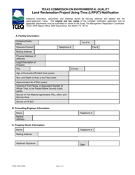Form TCEQ-10300 Notification of Land Reclamation Project Using Tires - Texas