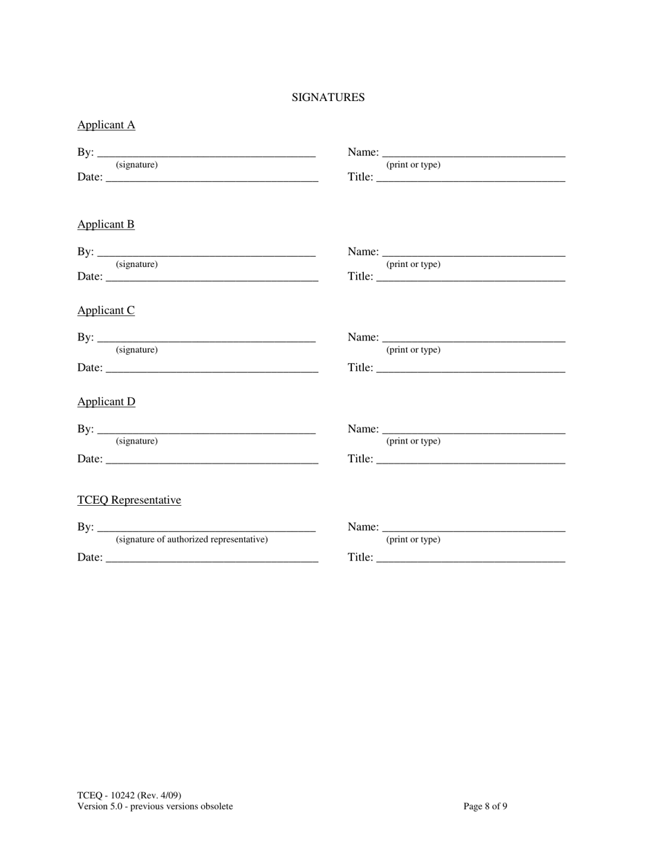 Form TCEQ-10242 Voluntary Cleanup Program Agreement - Texas, Page 8