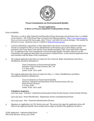 Form TCEQ-0024 Permit Applications to Store or Process Industrial Nonhazardous Waste - Texas