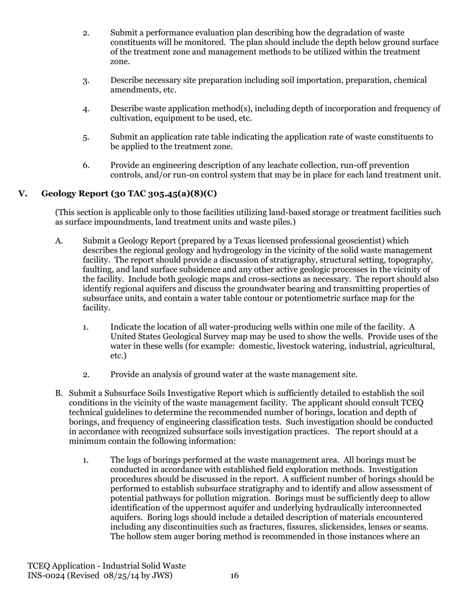 Form TCEQ-0024 Permit Applications to Store or Process Industrial Nonhazardous Waste - Texas, Page 25