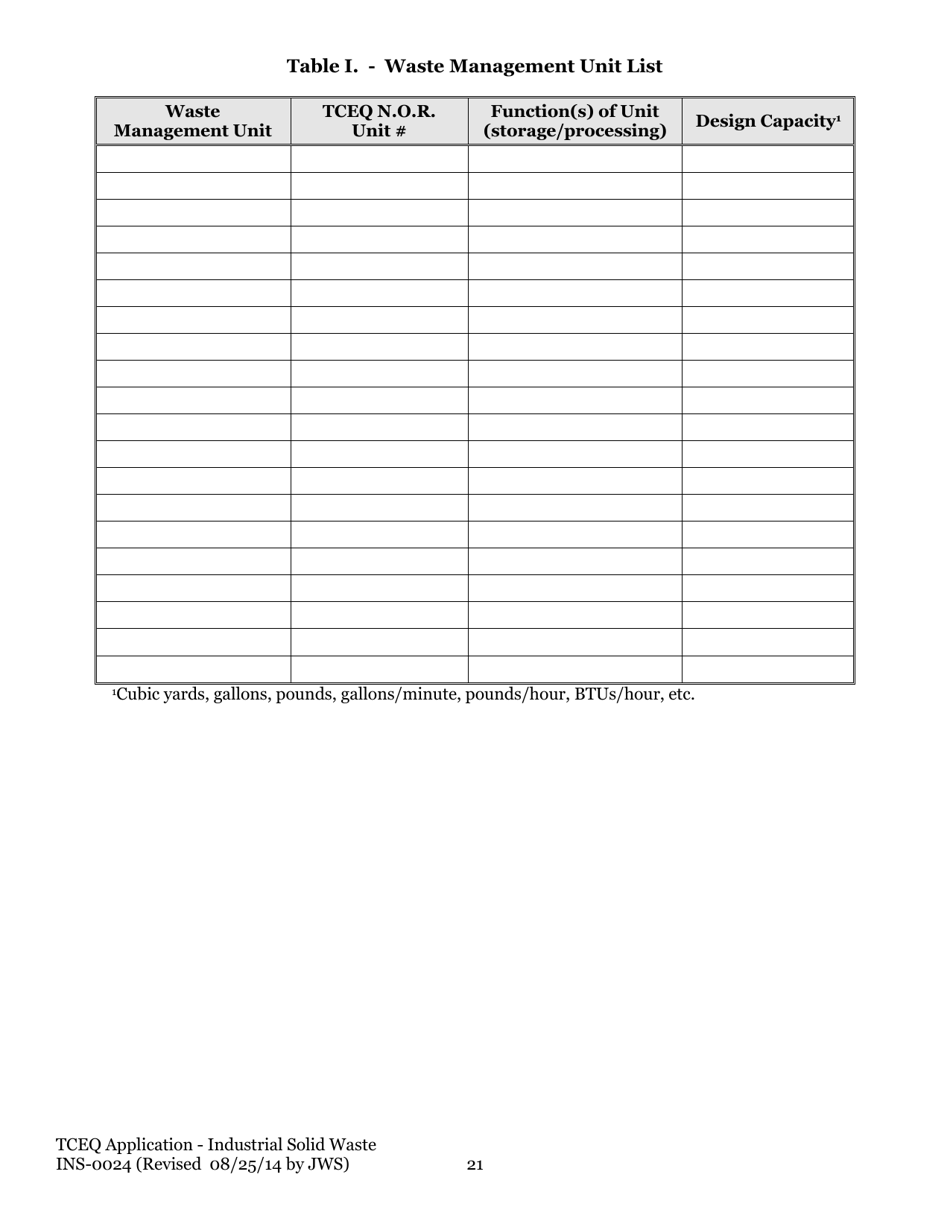 Form TCEQ-0024 Permit Applications to Store or Process Industrial Nonhazardous Waste - Texas, Page 30