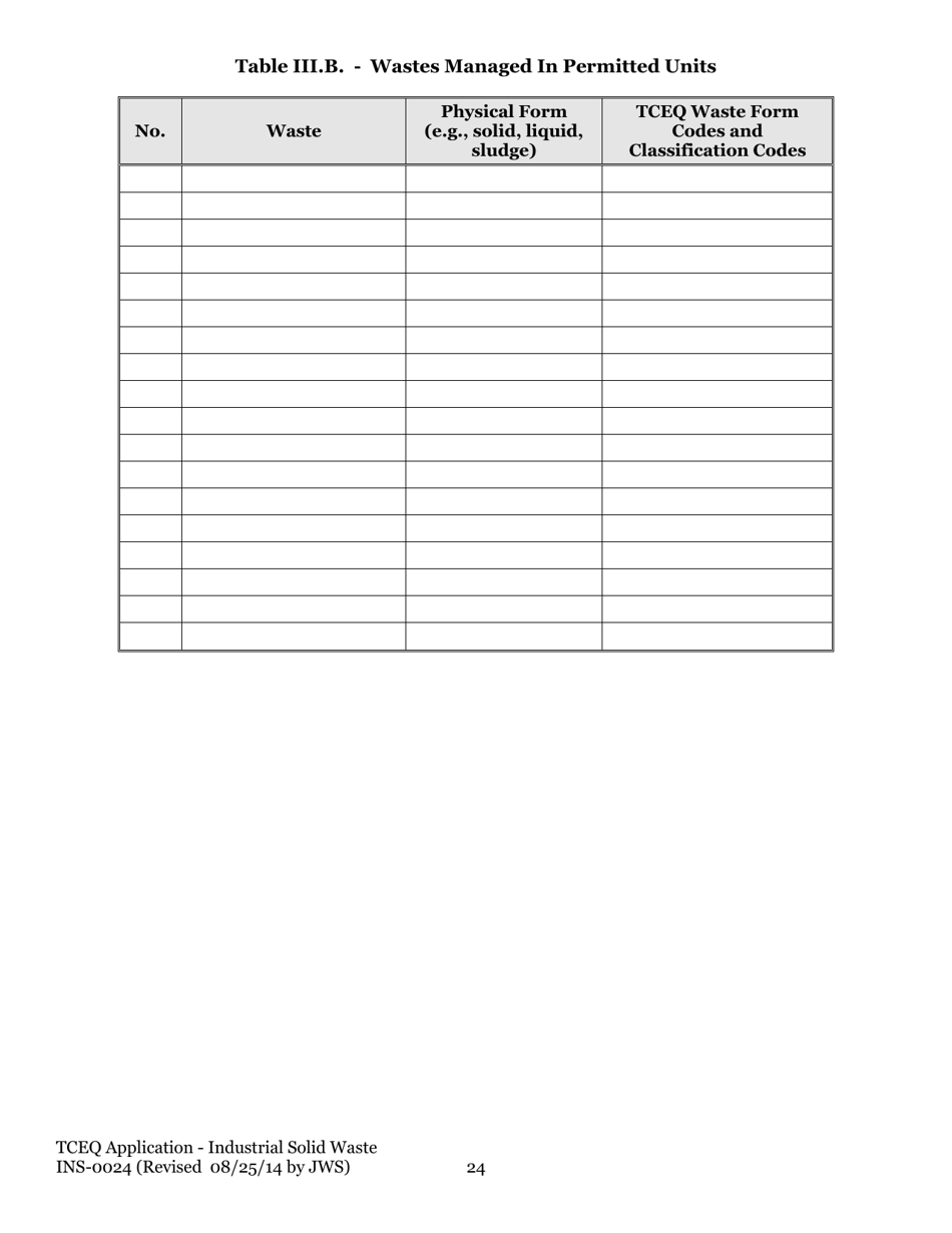 Form TCEQ-0024 Permit Applications to Store or Process Industrial Nonhazardous Waste - Texas, Page 33