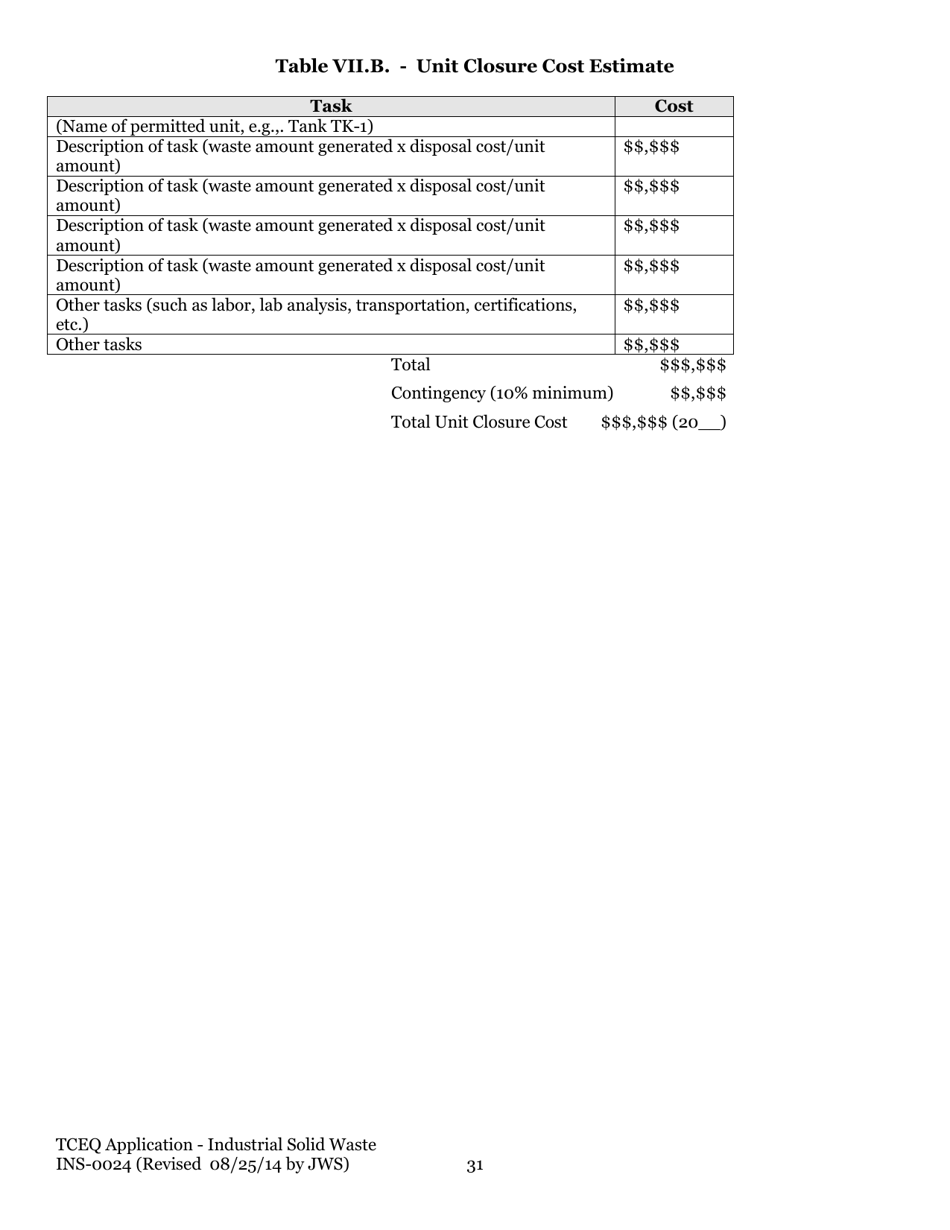 Form TCEQ-0024 Permit Applications to Store or Process Industrial Nonhazardous Waste - Texas, Page 40
