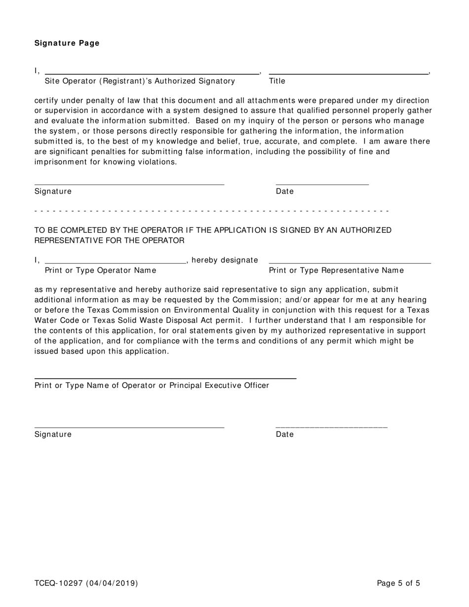 Form TCEQ-10297 - Fill Out, Sign Online and Download Fillable PDF ...