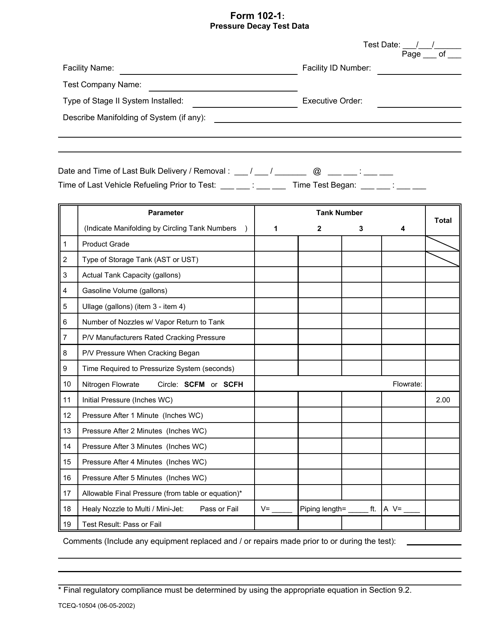 Form TCEQ-10504 (102-1)  Printable Pdf
