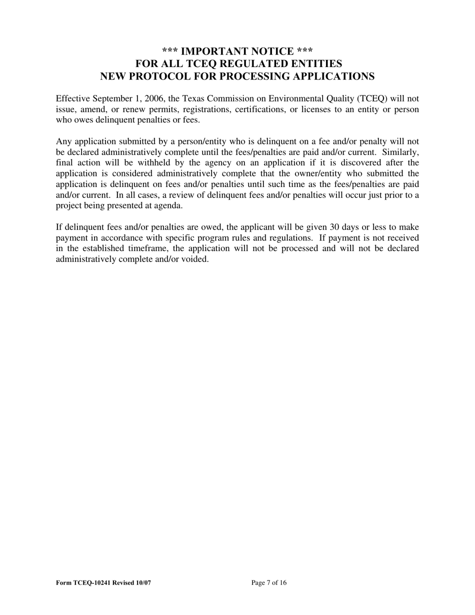 Form TCEQ-10241 Voluntary Cleanup Program Application - Texas, Page 7