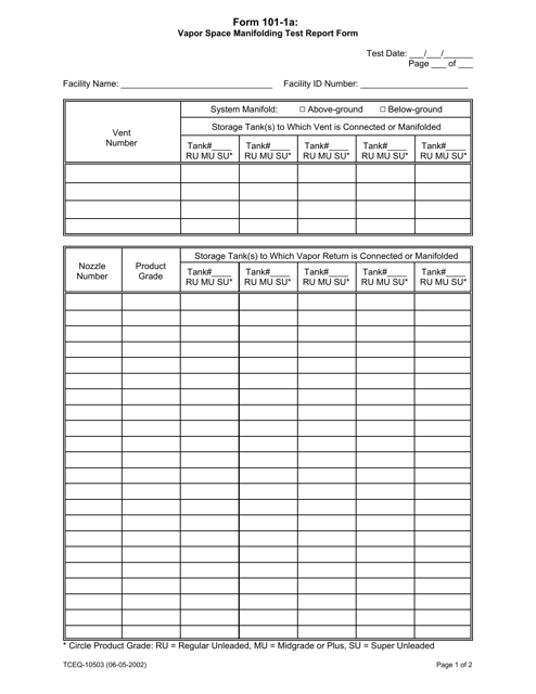 Form TCEQ-10503 (101-1A; 101-1B)  Printable Pdf