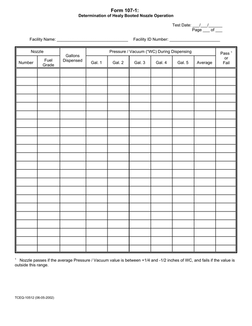 Form TCEQ-10512 (107-1) Determination of Healy Booted Nozzle Operation - Texas