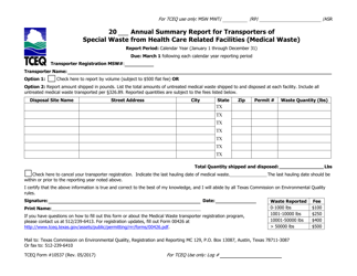Document preview: Form TCEQ-10537 Annual Summary Report for a Transporter or Self Transporter of Special Waste From Health Care Related Facilities (Medical Waste) - Texas