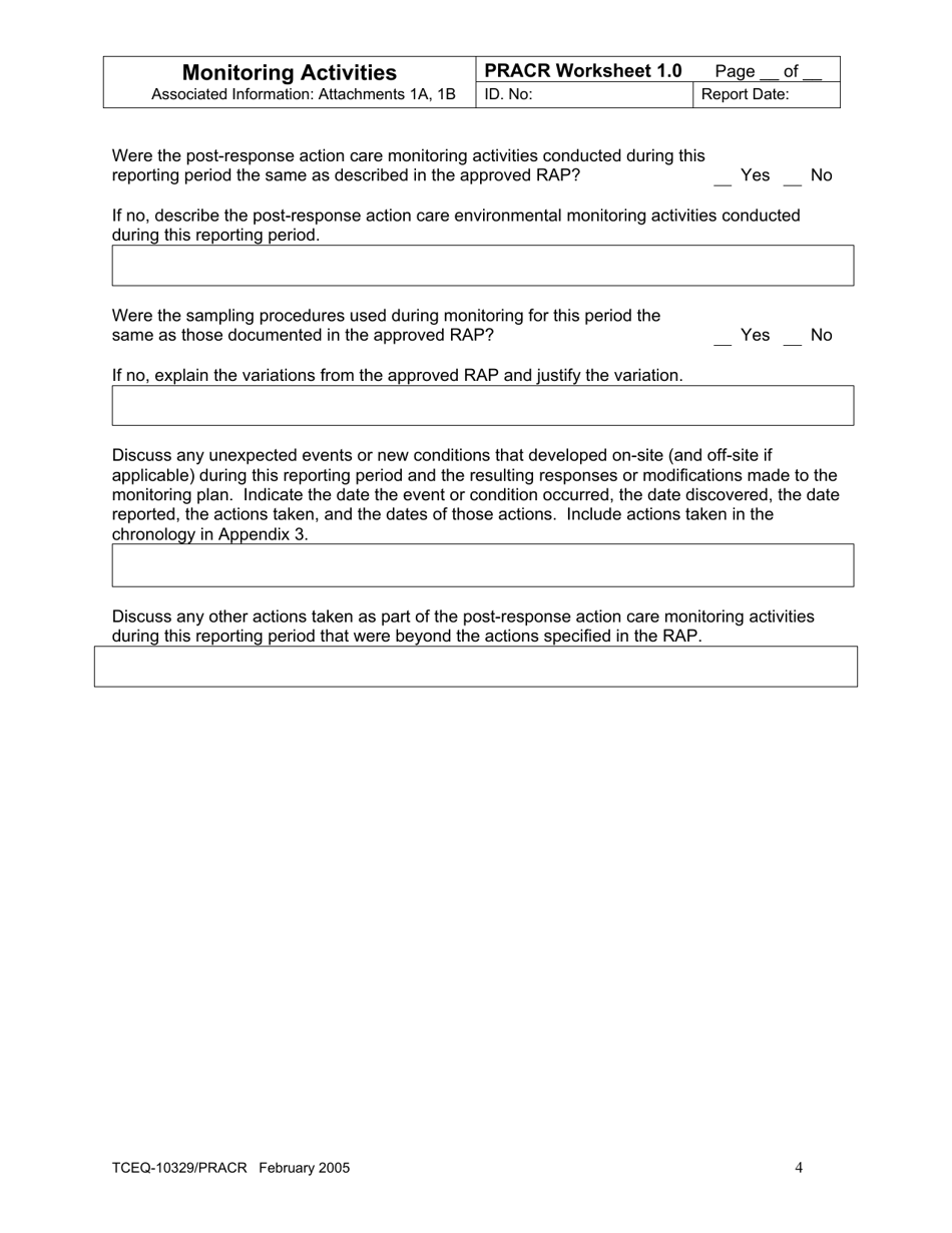 Form TCEQ-10329 / PRACR Post-response Action Care Report - Texas, Page 11