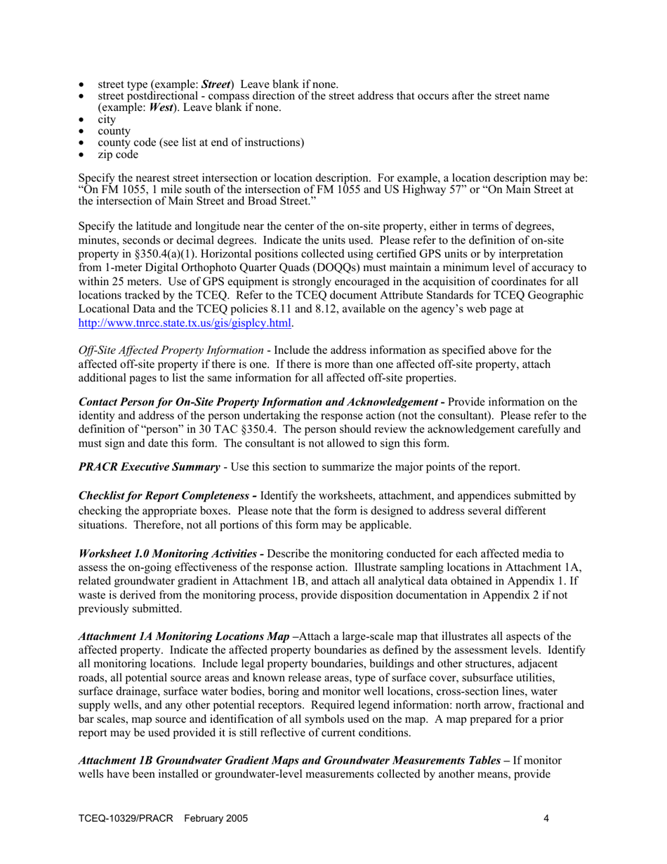 Form TCEQ-10329 / PRACR Post-response Action Care Report - Texas, Page 4