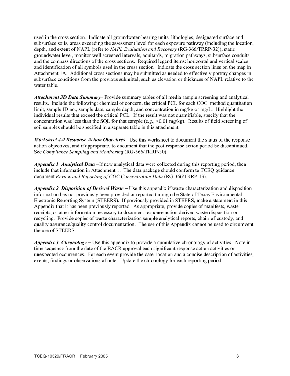 Form TCEQ-10329 / PRACR Post-response Action Care Report - Texas, Page 6