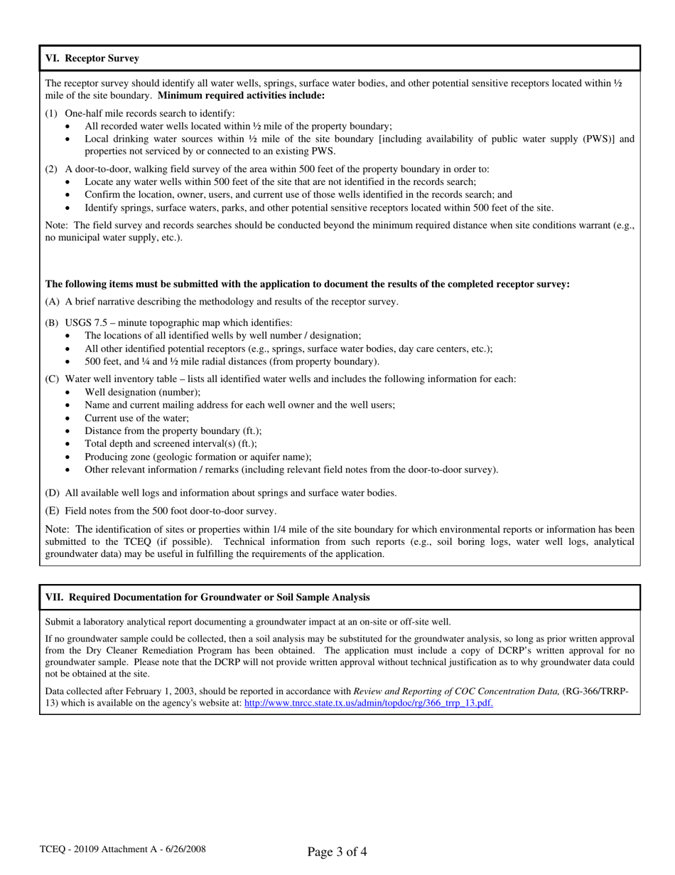Instructions for Form TCEQ-20109 Attachment A Application for Ranking - Dry Cleaner Remediation Program - Texas, Page 3