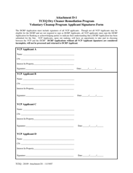Document preview: Form TCEQ-20109 Attachment D-1 Voluntary Cleanup Program Applicant Signatures Form - Texas