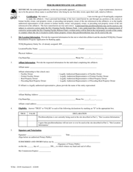 Document preview: Form 20109 Attachment E Perchloroethylene Use Affidavit - Texas