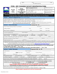 Form 20092 Tceq - Dry Cleaning Facility Registration Form - Texas