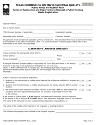 Form 20244-WASTE-NAORP Public Notice Verification Form for Naorpm - Texas